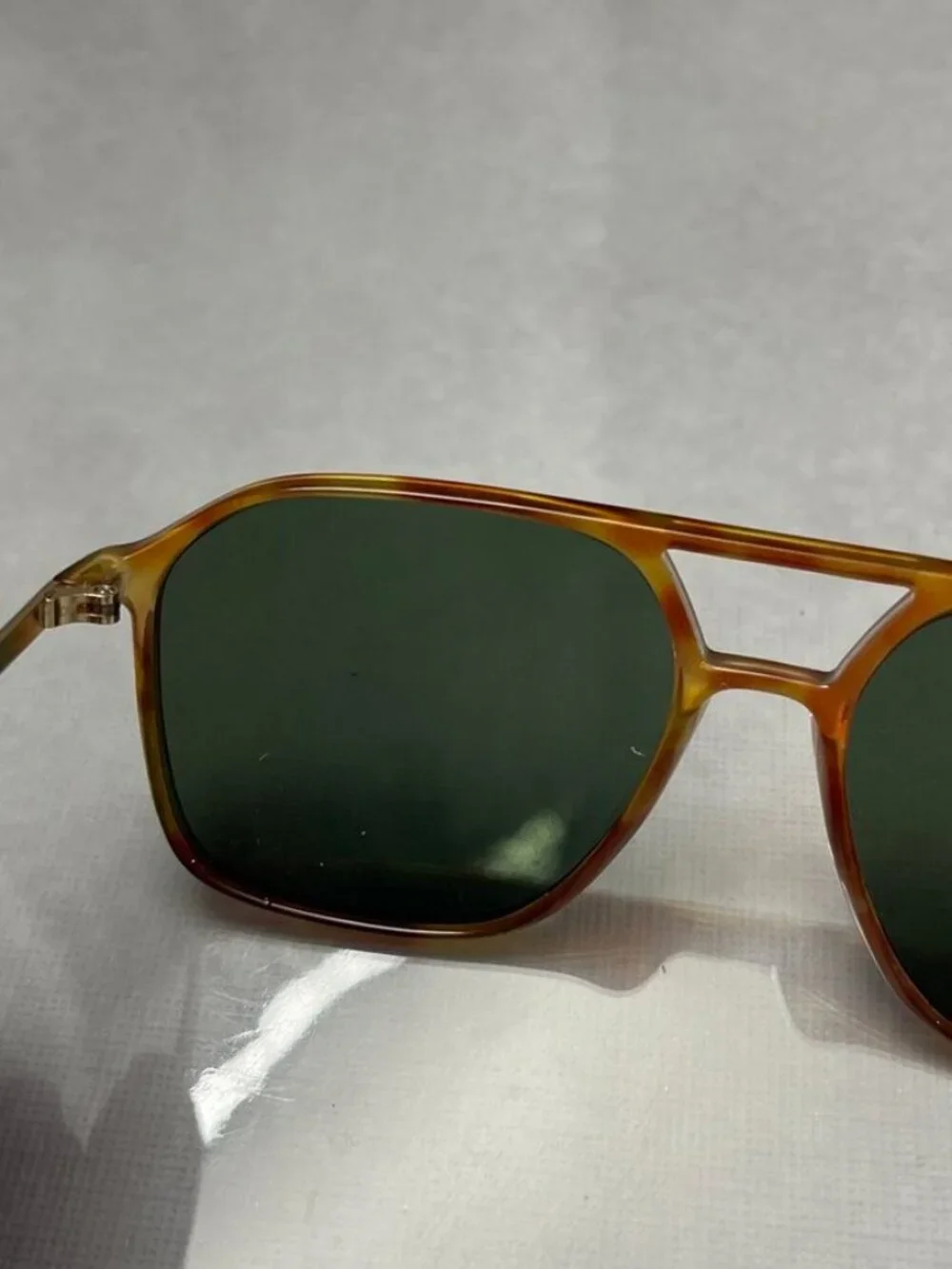 AIRE Cusp Aviator Sunglasses Vintage Tortoise Gold Frame Green Lens